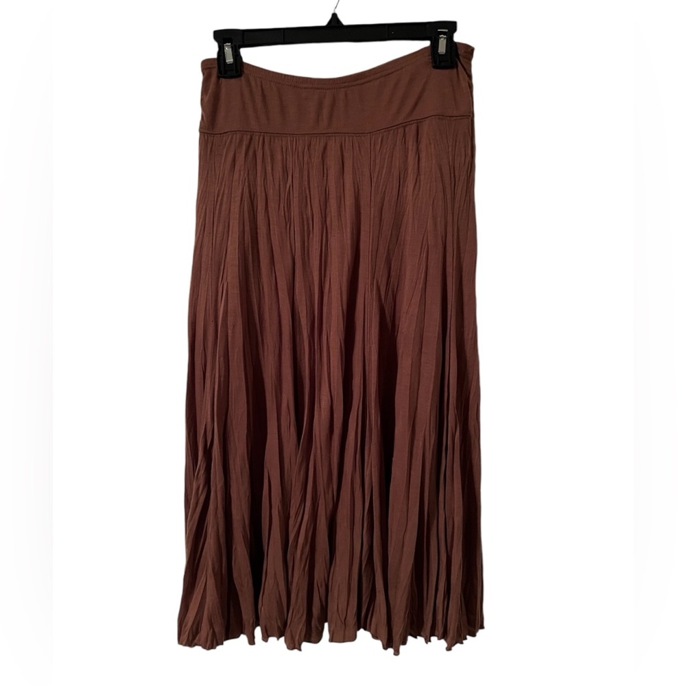 Rafaella Brown twist tie, pleaded skirt size small 100% polyester